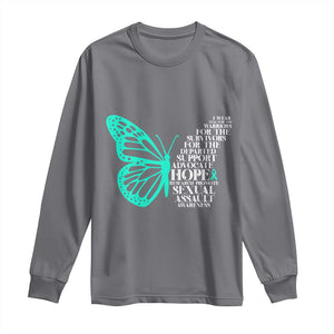 I Wear Teal For Sexual Assault Awareness Long Sleeve Shirt TS14 Charcoal Print Your Wear