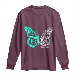 I Wear Teal For Sexual Assault Awareness Long Sleeve Shirt TS14 Maroon Print Your Wear