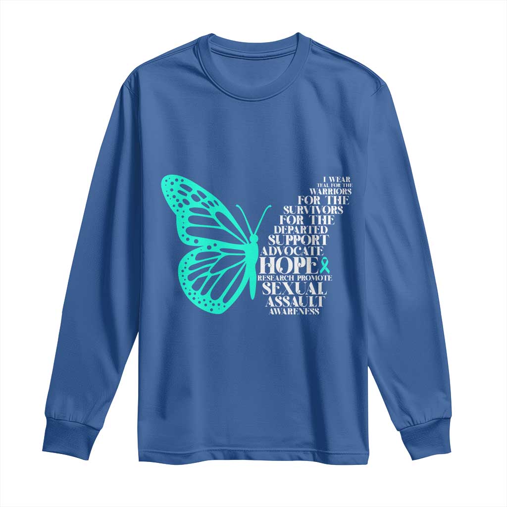 I Wear Teal For Sexual Assault Awareness Long Sleeve Shirt TS14 Royal Blue Print Your Wear