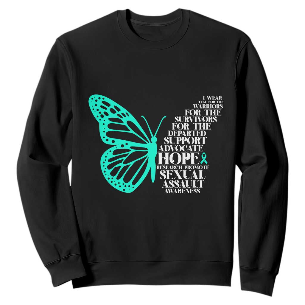 I Wear Teal For Sexual Assault Awareness Sweatshirt TS14 Black Print Your Wear