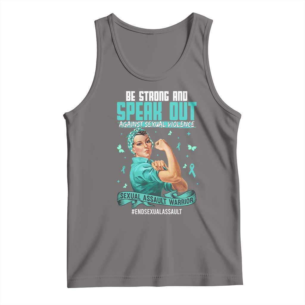 Sexual Assault Awareness Tank Top Be Strong And Speak Out Against Sexual Violence TS14 Deep Heather Print Your Wear