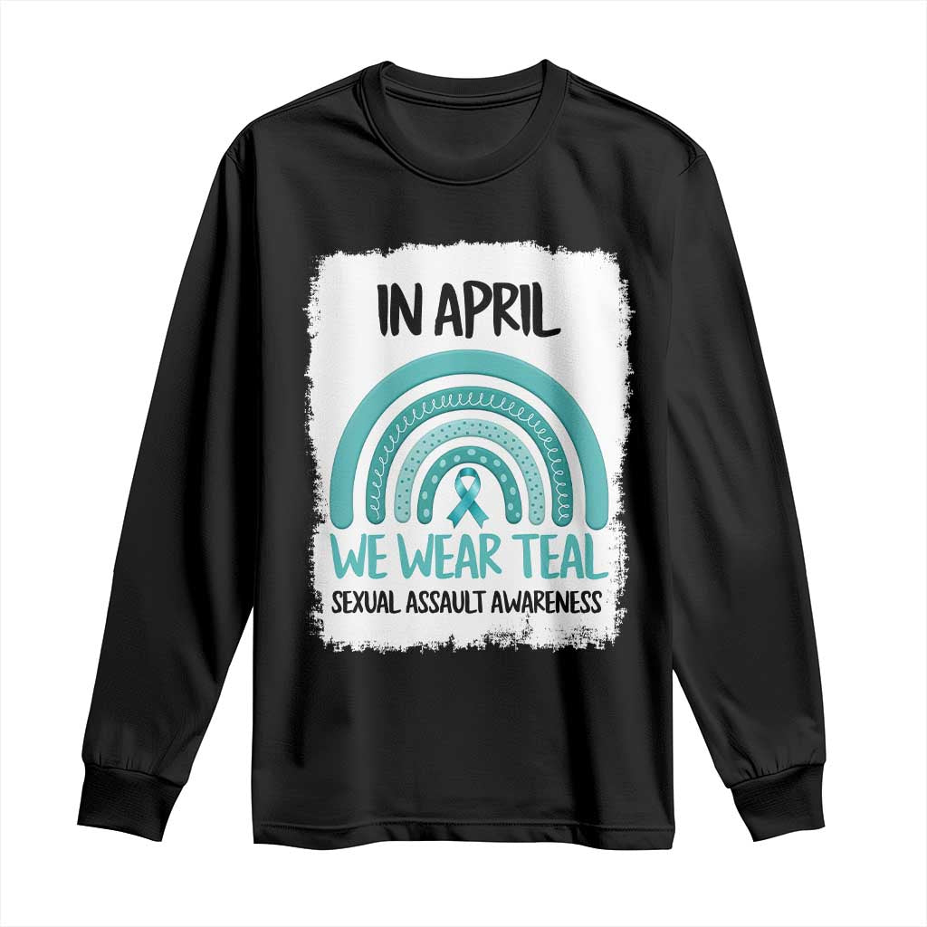 Sexual Assault Awareness Long Sleeve Shirt In April We Wear Teal Ribbon TS14 Black Print Your Wear