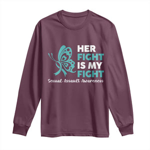 Sexual Assault Awareness Long Sleeve Shirt Her Fight is My Fight TS14 Maroon Print Your Wear