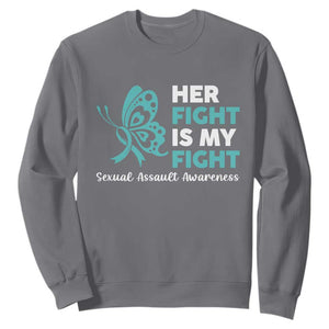 Sexual Assault Awareness Sweatshirt Her Fight is My Fight TS14 Charcoal Print Your Wear