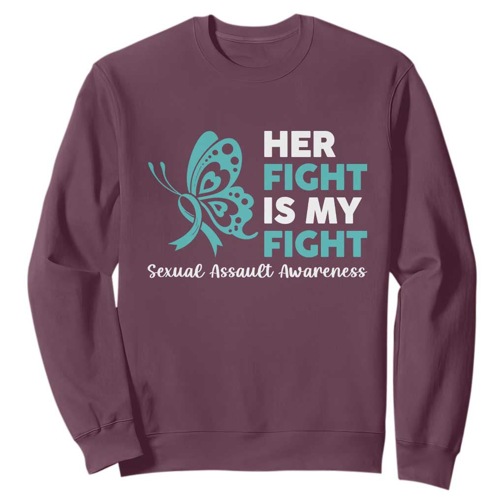 Sexual Assault Awareness Sweatshirt Her Fight is My Fight TS14 Maroon Print Your Wear