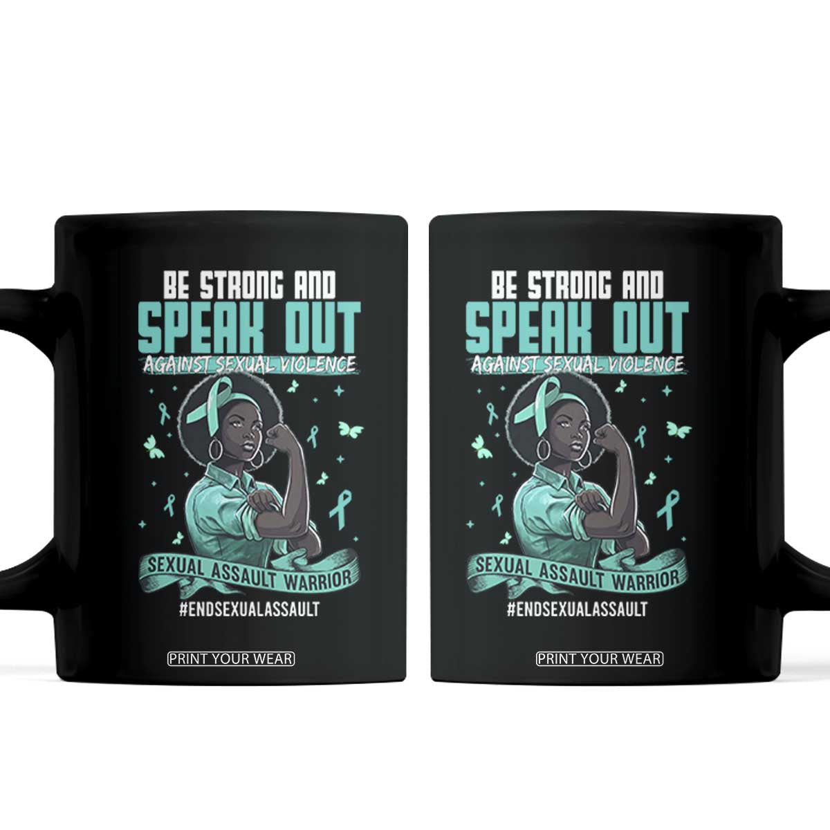 Sexual Assault Awareness Coffee Mug Support African Women Stop Sexual Abuse Awareness TS14 Black Print Your Wear