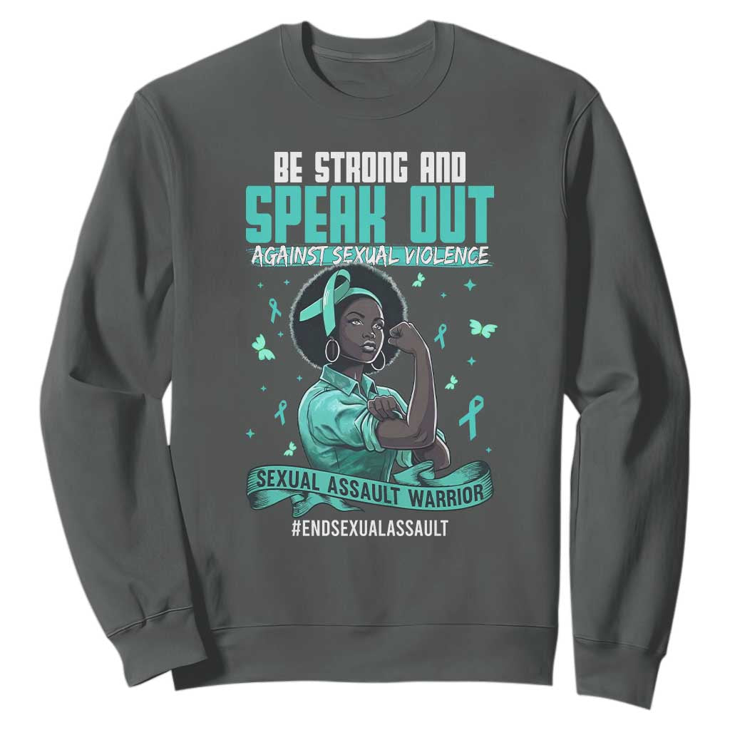 Sexual Assault Awareness Sweatshirt Support African Women Stop Sexual Abuse Awareness TS14 Dark Heather Print Your Wear