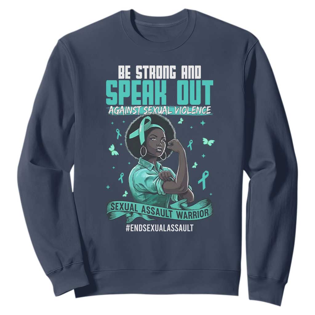 Sexual Assault Awareness Sweatshirt Support African Women Stop Sexual Abuse Awareness TS14 Navy Print Your Wear