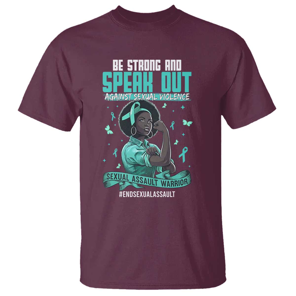 Sexual Assault Awareness T Shirt Support African Women Stop Sexual Abuse Awareness TS14 Maroon Print Your Wear