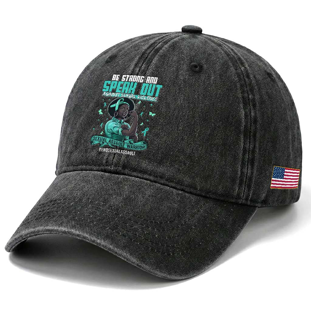 Sexual Assault Awareness Washed Cotton Baseball Cap Support African Women Stop Sexual Abuse Awareness TS14 Print Your Wear