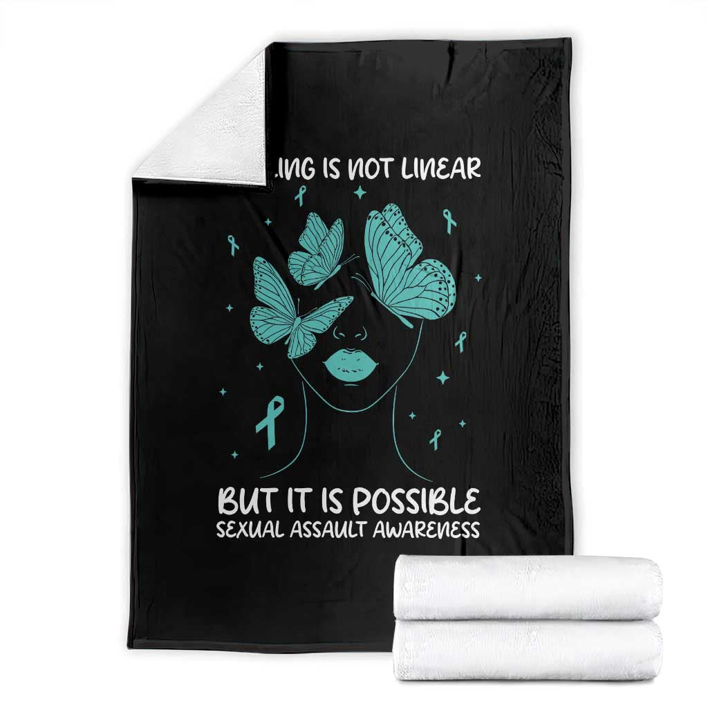 Sexual Assault Awareness Throw Blanket Healing Is Not Linear But It Is Possible TS14 Black Print Your Wear