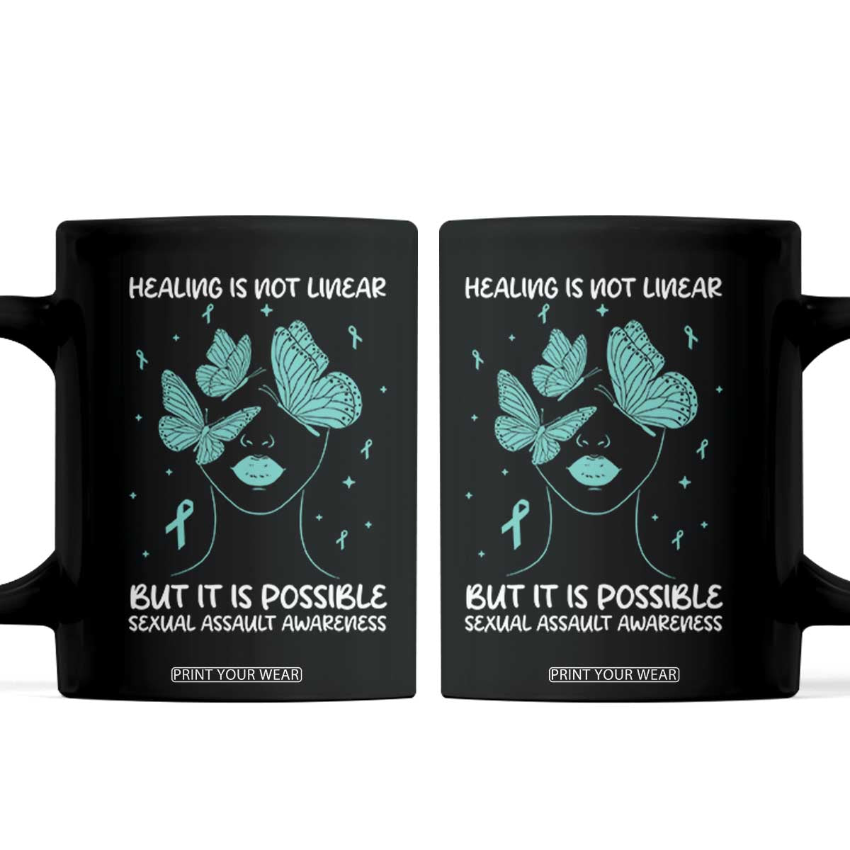 Sexual Assault Awareness Coffee Mug Healing Is Not Linear But It Is Possible TS14 Black Print Your Wear