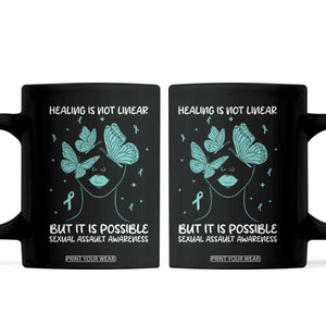 Sexual Assault Awareness Coffee Mug Healing Is Not Linear But It Is Possible TS14 Black Print Your Wear
