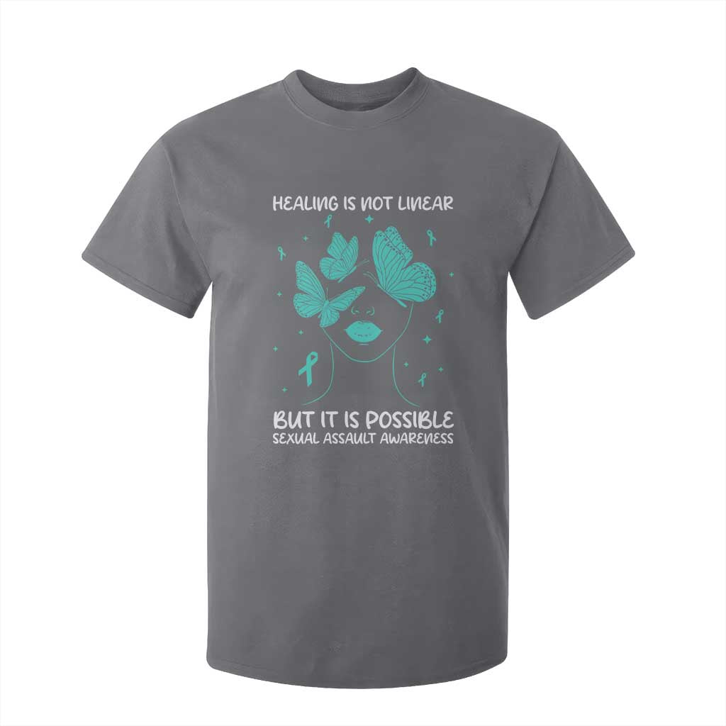 Sexual Assault Awareness T Shirt For Kid Healing Is Not Linear But It Is Possible TS14 Charcoal Print Your Wear