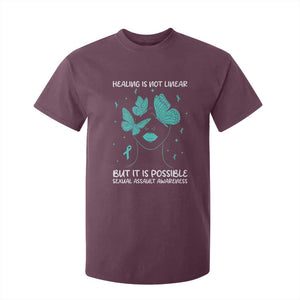 Sexual Assault Awareness T Shirt For Kid Healing Is Not Linear But It Is Possible TS14 Maroon Print Your Wear