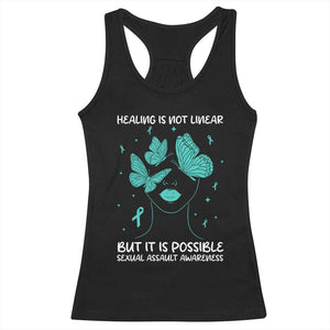Sexual Assault Awareness Racerback Tank Top Healing Is Not Linear But It Is Possible TS14 Black Print Your Wear