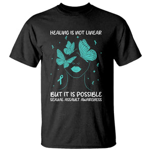 Sexual Assault Awareness T Shirt Healing Is Not Linear But It Is Possible TS14 Black Print Your Wear