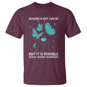 Sexual Assault Awareness T Shirt Healing Is Not Linear But It Is Possible TS14 Maroon Print Your Wear