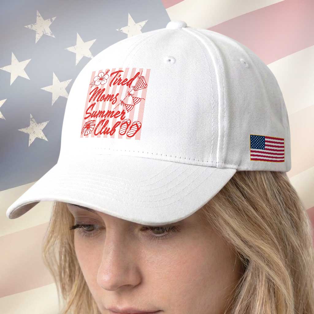 Tired Moms Summer Club Baseball Cap Funny Mom Life Beach Vacation TS14 Print Your Wear
