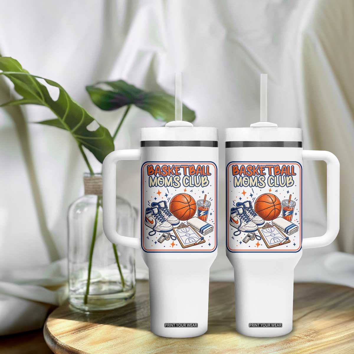 Basketball Moms Club Tumbler With Handle Funny Mother’s Day Gift TS14 Print Your Wear