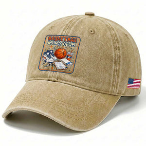 Basketball Moms Club Washed Cotton Baseball Cap Funny Mother’s Day Gift TS14 Print Your Wear