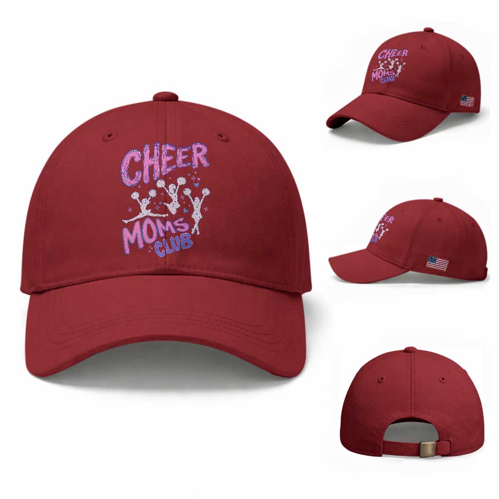 Cheer Moms Club Baseball Cap Cheerleader Mom Mother’s Day Gift TS14 Baseball Cap Universal Fit Cherry Red Print Your Wear