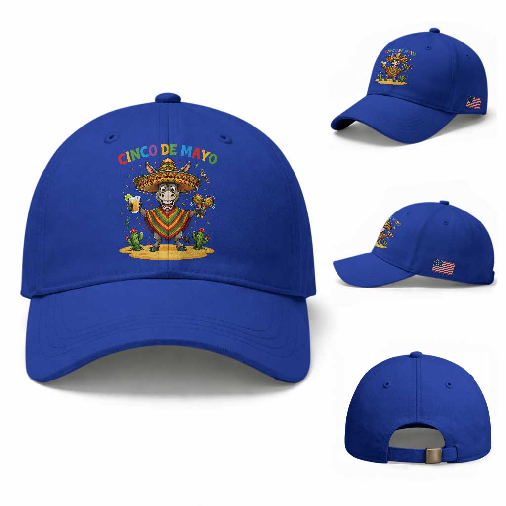 Cinco de Mayo Donkey Mexican Fiesta Baseball Cap TS14 Baseball Cap Universal Fit Royal Blue Print Your Wear
