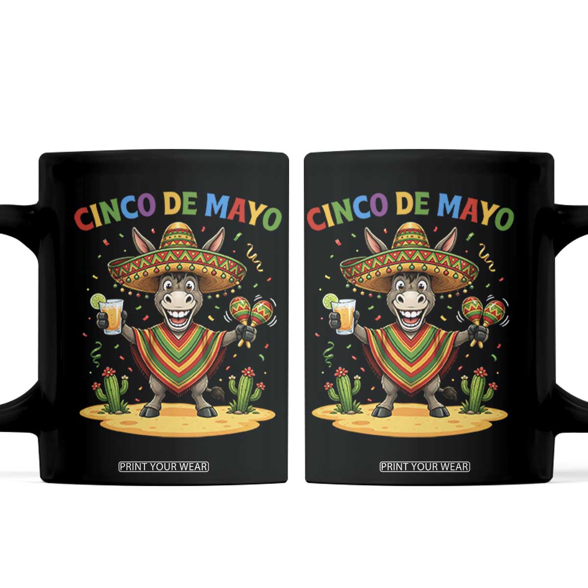 Cinco de Mayo Donkey Mexican Fiesta Coffee Mug TS14 Black Print Your Wear