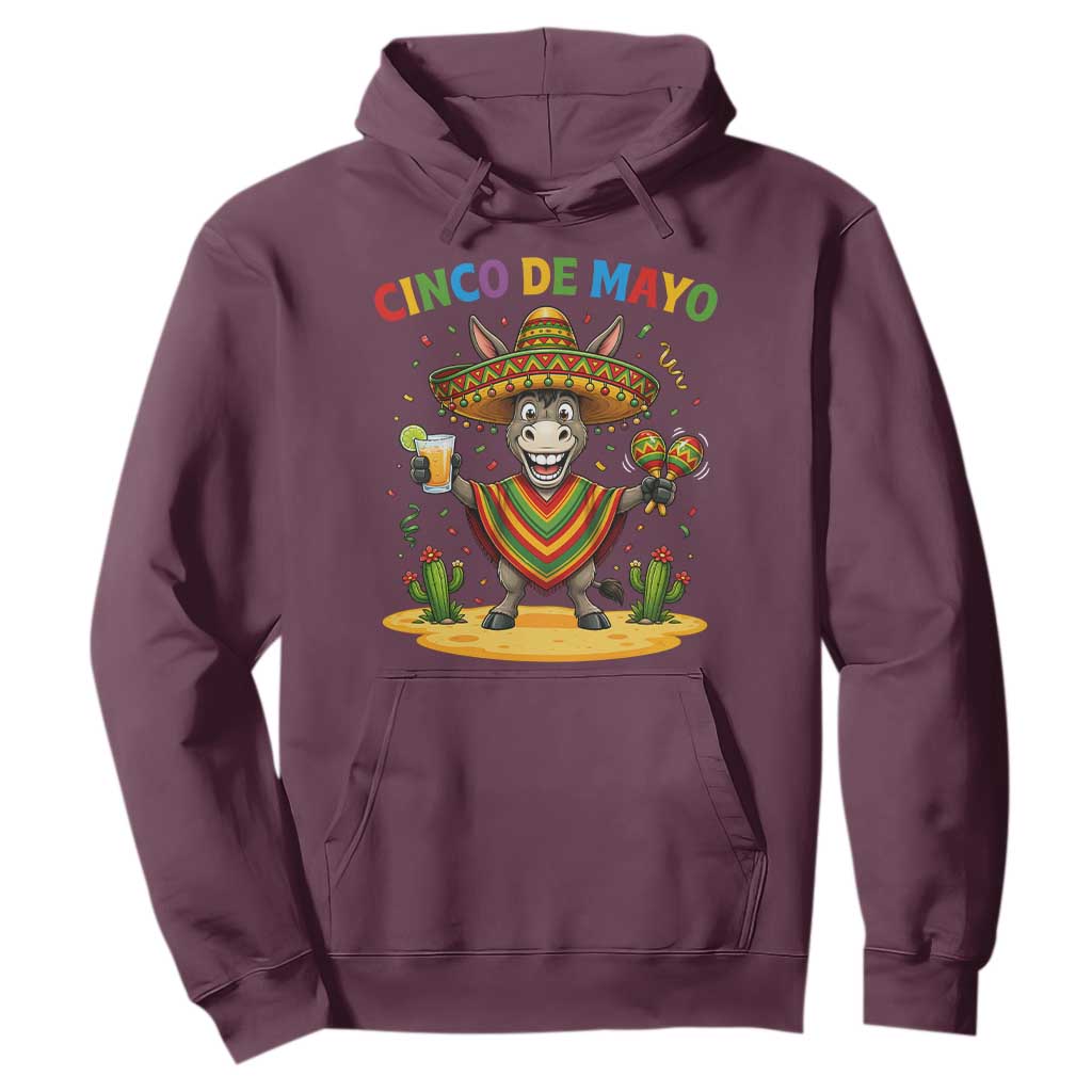 Cinco de Mayo Donkey Mexican Fiesta Hoodie TS14 Maroon Print Your Wear