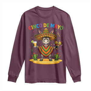Cinco de Mayo Donkey Mexican Fiesta Long Sleeve Shirt TS14 Maroon Print Your Wear