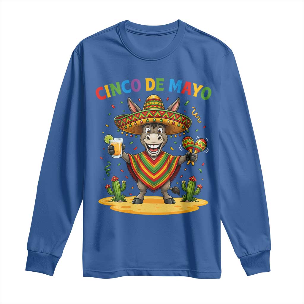 Cinco de Mayo Donkey Mexican Fiesta Long Sleeve Shirt TS14 Royal Blue Print Your Wear