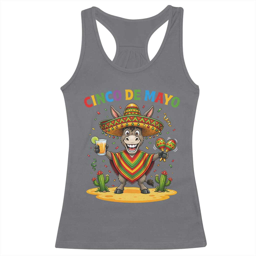 Cinco de Mayo Donkey Mexican Fiesta Racerback Tank Top TS14 Charcoal Print Your Wear