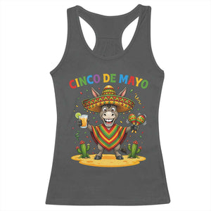 Cinco de Mayo Donkey Mexican Fiesta Racerback Tank Top TS14 Dark Heather Print Your Wear