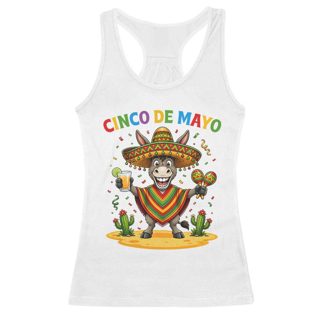Cinco de Mayo Donkey Mexican Fiesta Racerback Tank Top TS14 White Print Your Wear