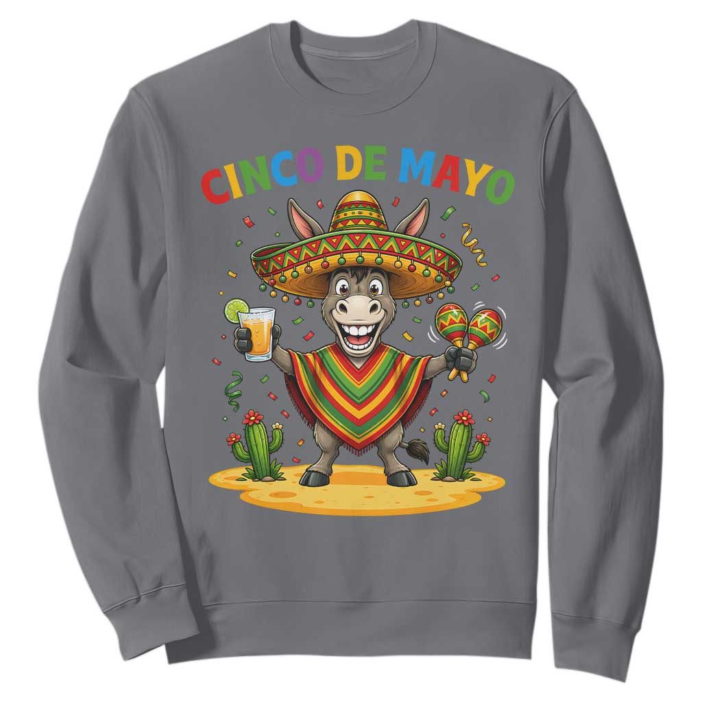 Cinco de Mayo Donkey Mexican Fiesta Sweatshirt TS14 Charcoal Print Your Wear