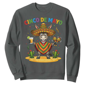 Cinco de Mayo Donkey Mexican Fiesta Sweatshirt TS14 Dark Heather Print Your Wear