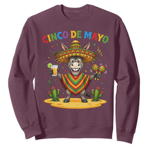 Cinco de Mayo Donkey Mexican Fiesta Sweatshirt TS14 Maroon Print Your Wear