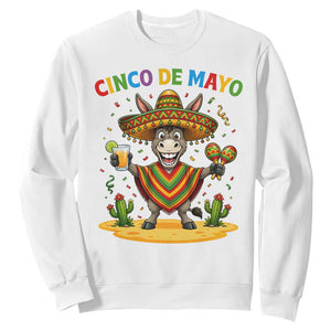Cinco de Mayo Donkey Mexican Fiesta Sweatshirt TS14 White Print Your Wear