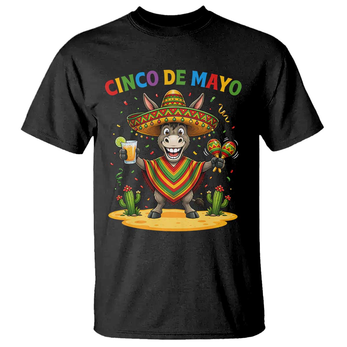 Cinco de Mayo Donkey Mexican Fiesta T Shirt TS14 Black Print Your Wear