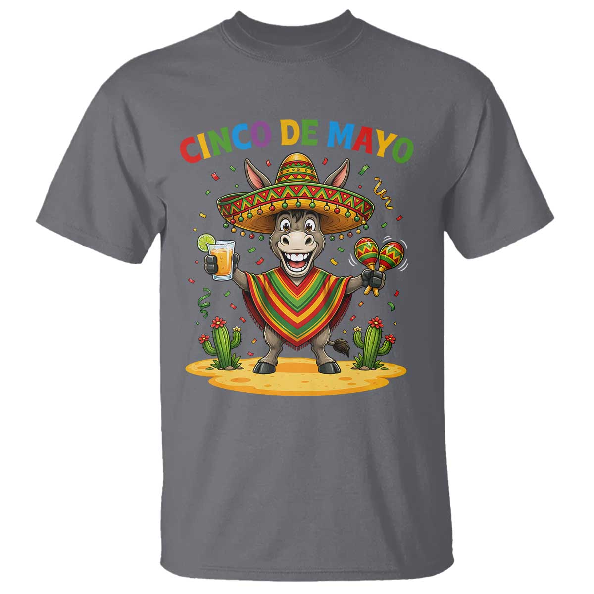 Cinco de Mayo Donkey Mexican Fiesta T Shirt TS14 Charcoal Print Your Wear