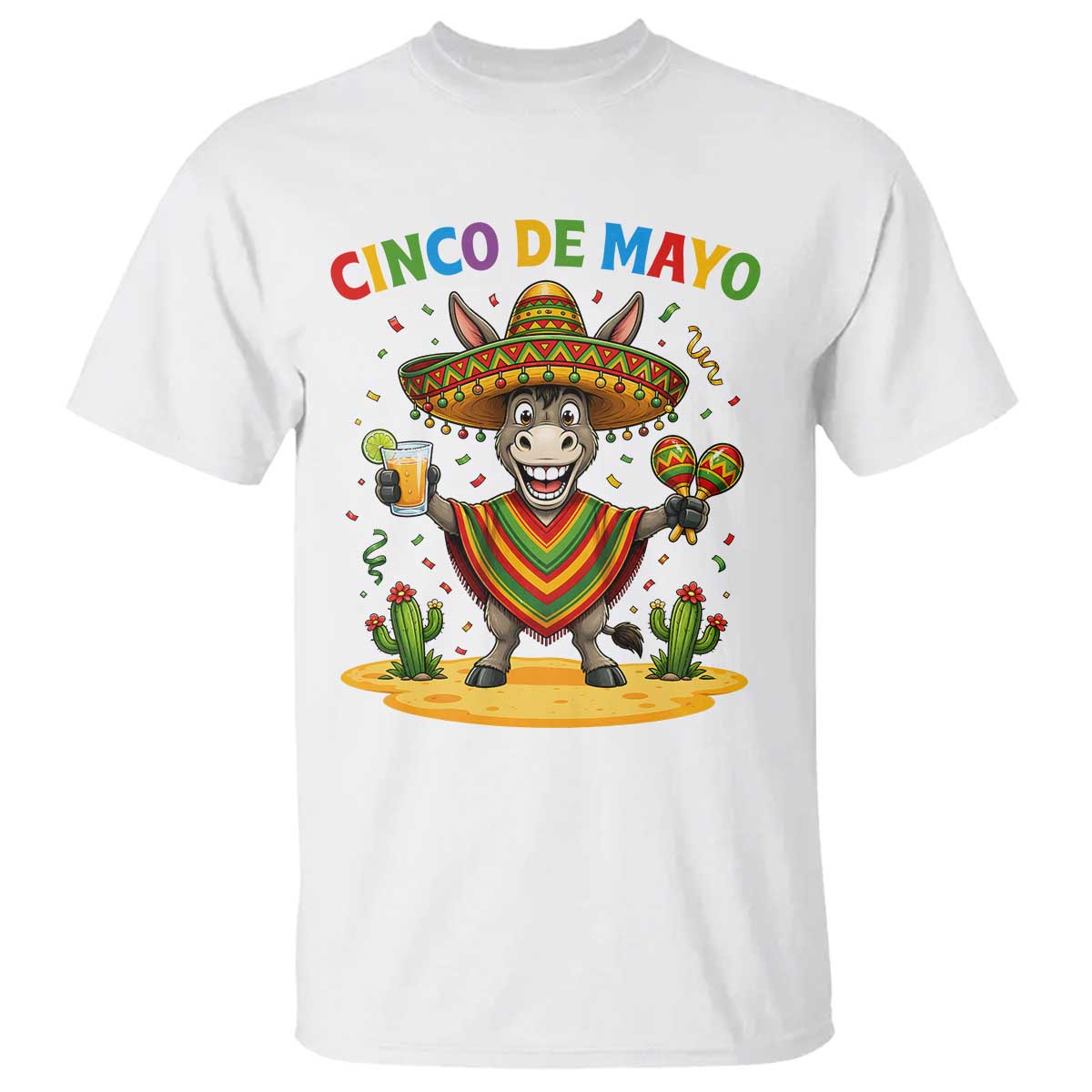Cinco de Mayo Donkey Mexican Fiesta T Shirt TS14 White Print Your Wear