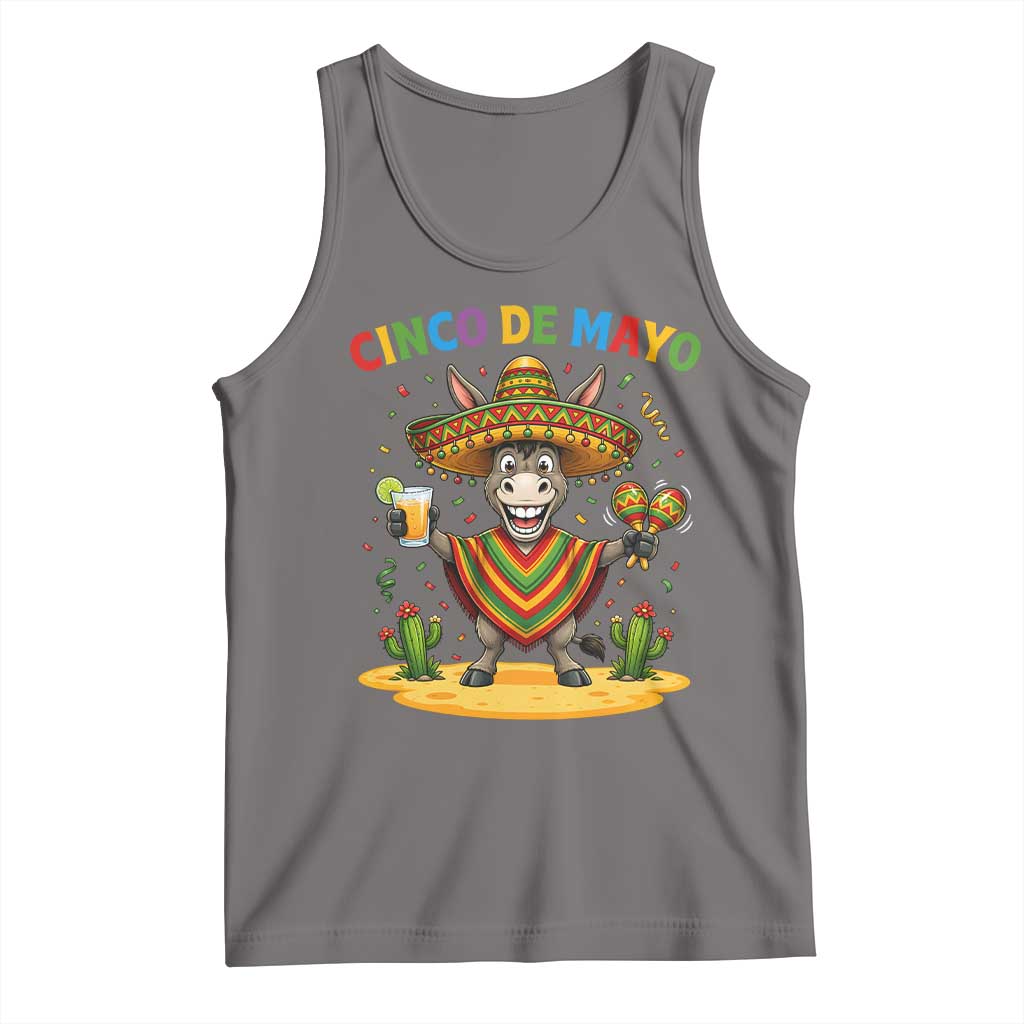 Cinco de Mayo Donkey Mexican Fiesta Tank Top TS14 Deep Heather Print Your Wear