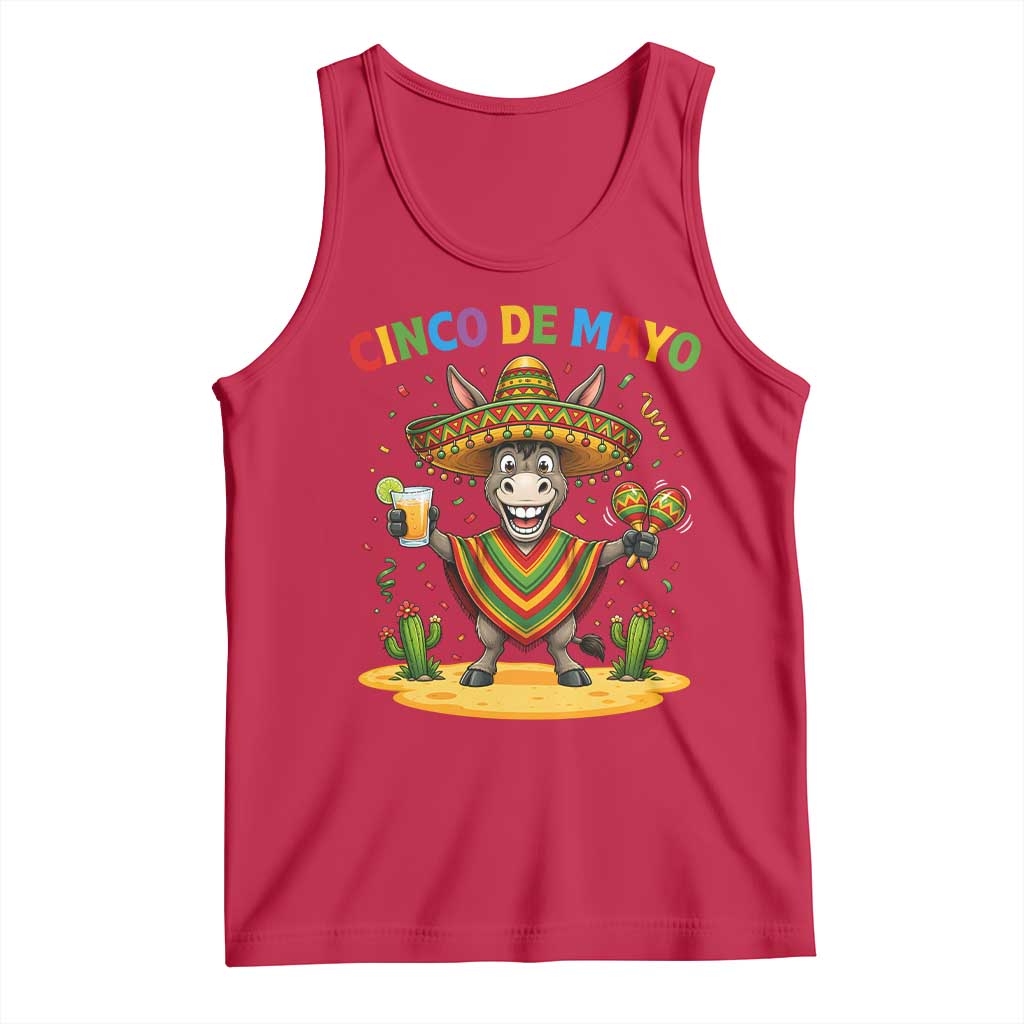 Cinco de Mayo Donkey Mexican Fiesta Tank Top TS14 Red Print Your Wear