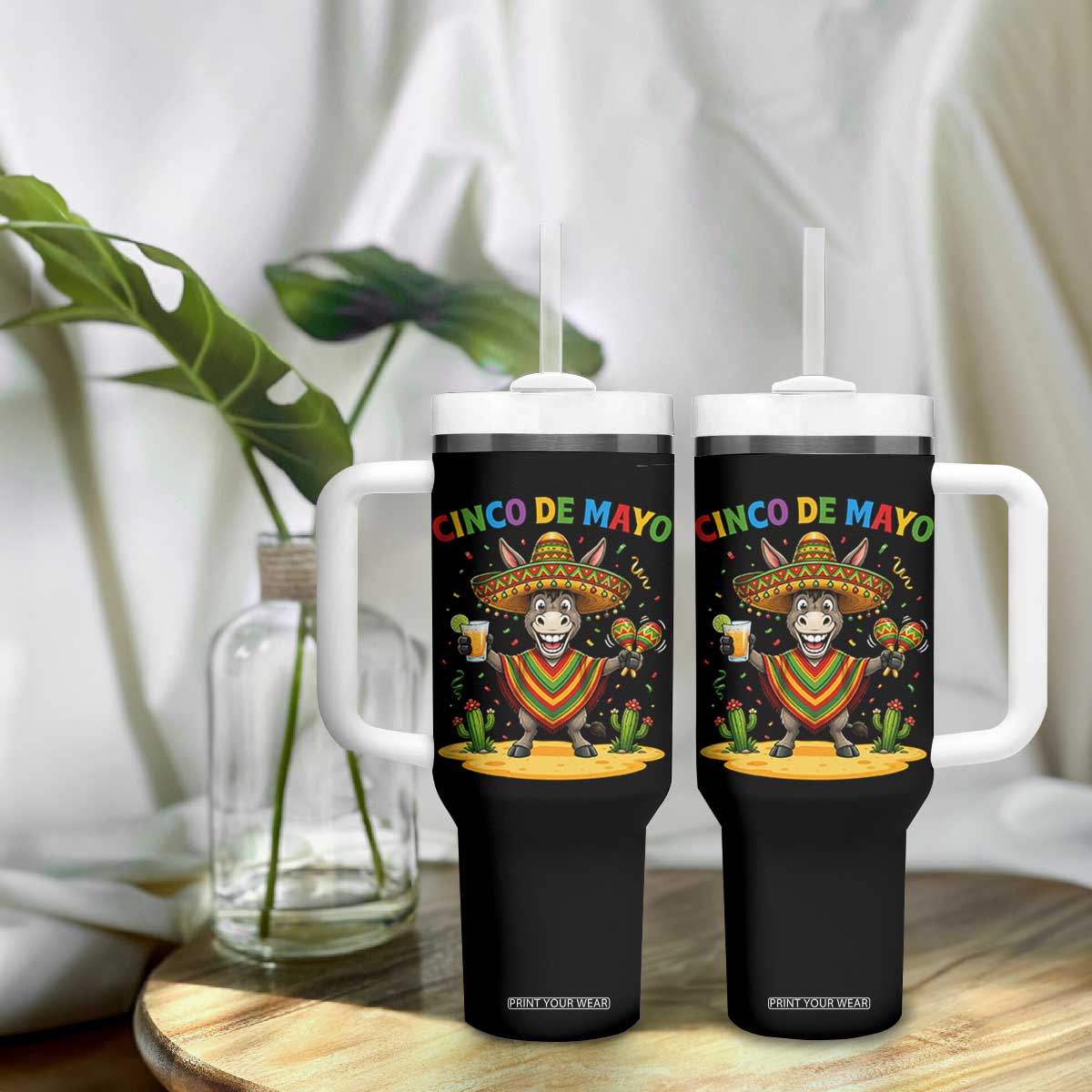 Cinco de Mayo Donkey Mexican Fiesta Tumbler With Handle TS14 Print Your Wear