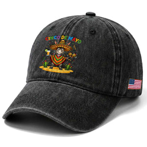 Cinco de Mayo Donkey Mexican Fiesta Washed Cotton Baseball Cap TS14 Print Your Wear