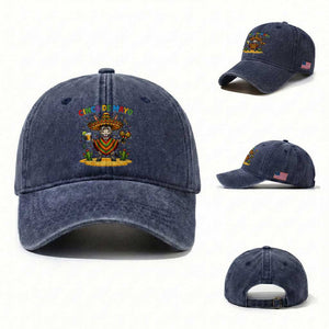 Cinco de Mayo Donkey Mexican Fiesta Washed Cotton Baseball Cap TS14 Washed Cap Universal Fit Navy Print Your Wear