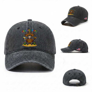 Cinco de Mayo Donkey Mexican Fiesta Washed Cotton Baseball Cap TS14 Washed Cap Universal Fit Dark Gray Print Your Wear