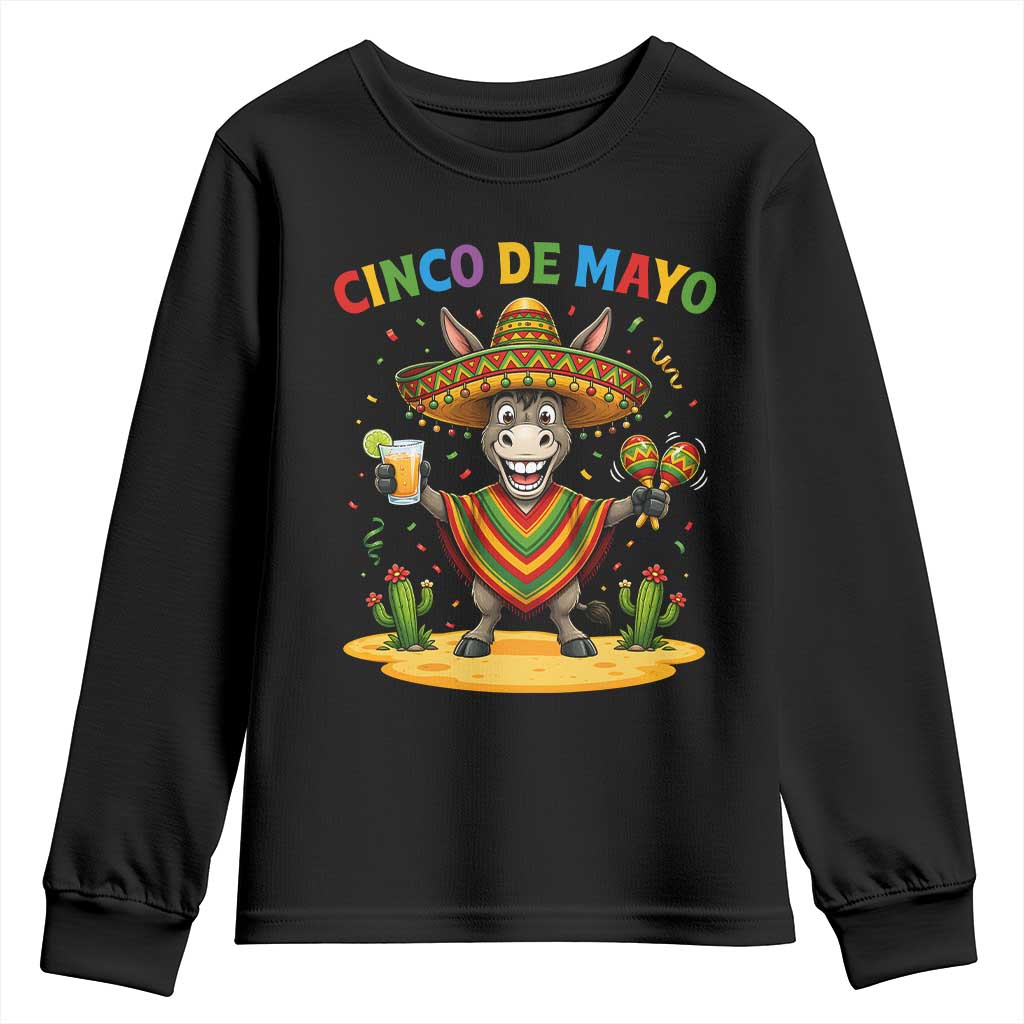 Cinco de Mayo Donkey Mexican Fiesta Youth Sweatshirt TS14 Black Print Your Wear