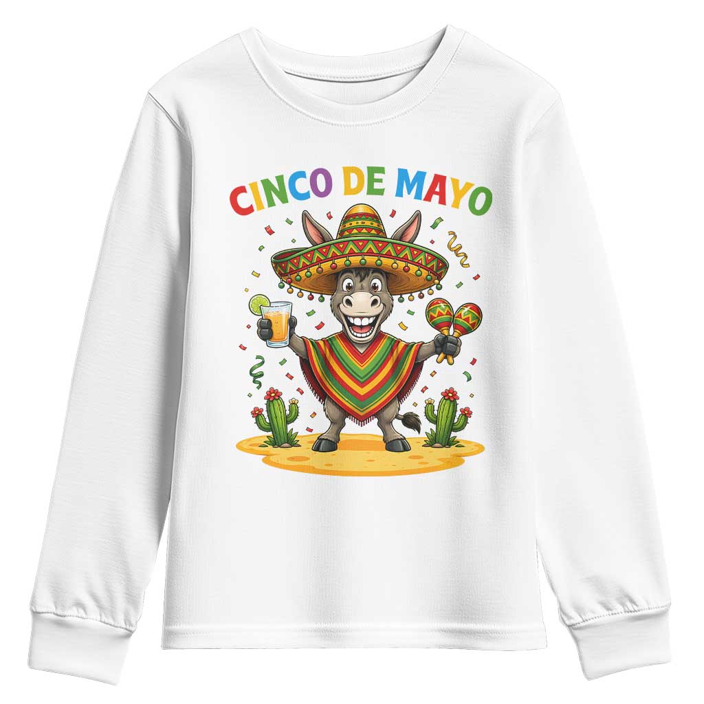Cinco de Mayo Donkey Mexican Fiesta Youth Sweatshirt TS14 White Print Your Wear