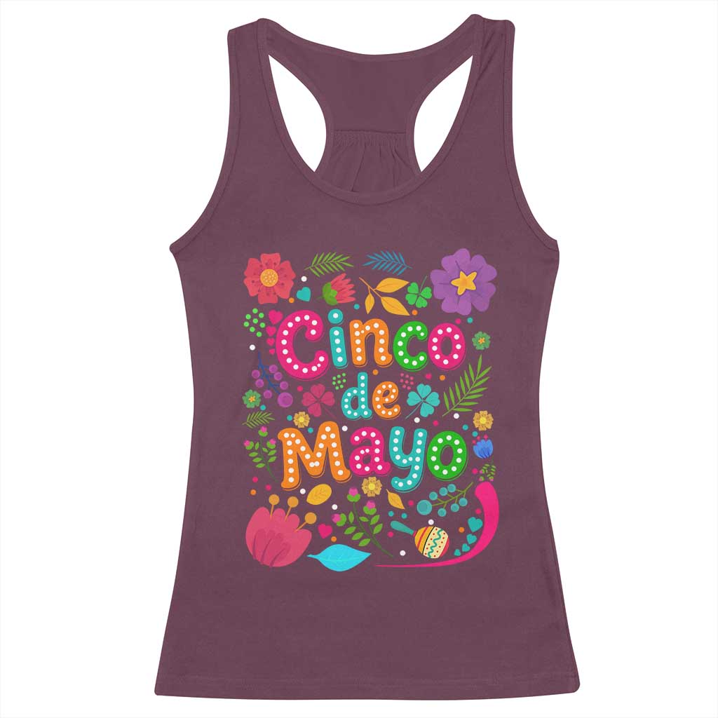 Cinco de Mayo Racerback Tank Top Funny Mexican Fiesta TS14 Maroon Print Your Wear